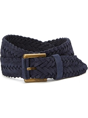 Network Navy Braided Men's Suede Belt