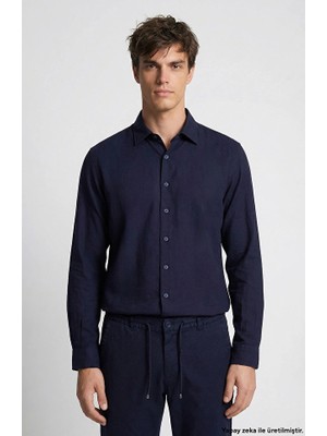 Network Navy Linen Blend Shirt