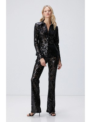 Network Black Sequined Pants