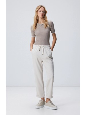 Network Beige Stitch Detail Casual Trousers