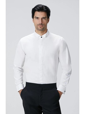 Network White Tuxedo Shirt