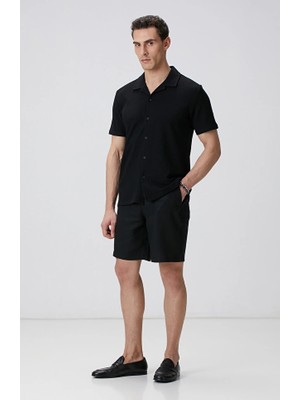 Network Black Linen Chino Shorts