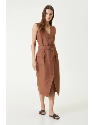 Network Brown Mid-Length Dress