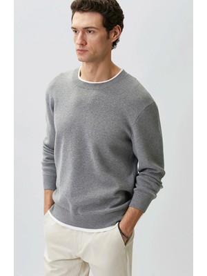 Network Grey Melange Contrast Collar Detail Sweater