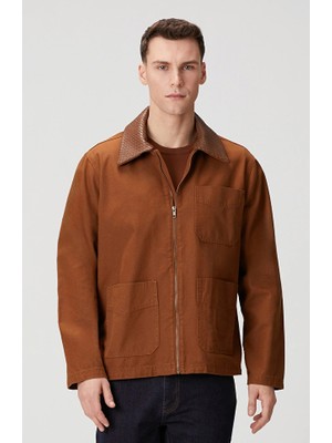 Network Camel Suede-Detailed Denim Jacket