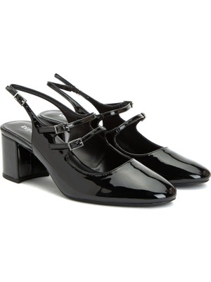 Divarese Dıvarese Black Women's Heeled Patent Mary Jane Shoes