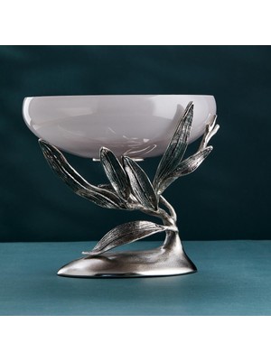 Cornella Ivy Antique Nickel Footed Smoked Ombre Glass Fruit Bowl Rim:27 cm x Height:25 cm