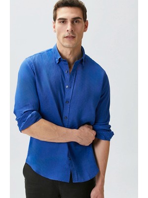 Network Saxe Blue Comfort Linen Shirt