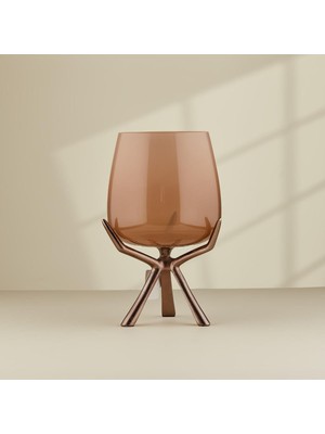 Cornella Ginger Satin Bronze Footed Glass Candlestick Medium Opening: 14 cm x Height: 30 cm