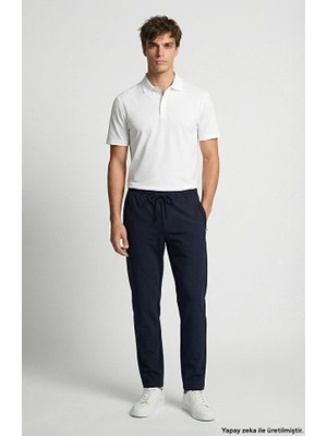 Network Navy Jogger Style Technical Fabric Sweatpants