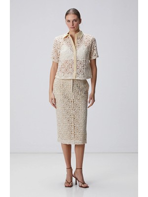 Network Midi Crochet Pencil Skirt