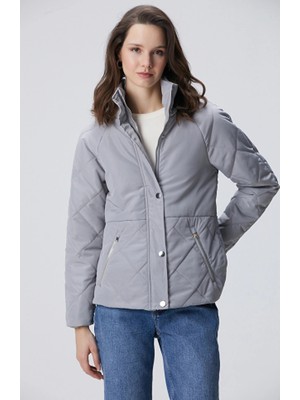 Network Grey Half-Quilted Detail Coat
