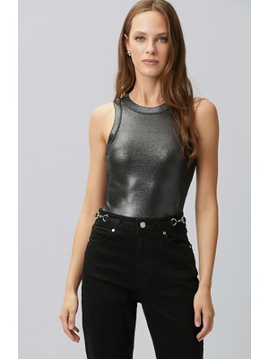 Network Black Foil Print Knit Tank Top
