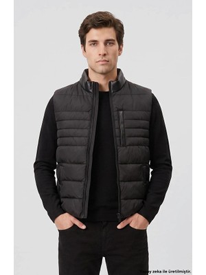 Network Black Stand Collar Puffer Casual Vest