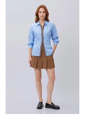 Network Light Brown Pleated Mini Skirt