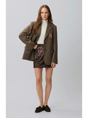 Network Brown Sequined Mini Skirt