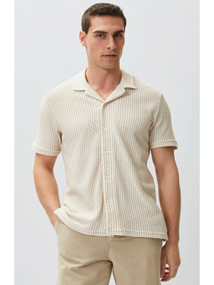 Network Comfort Fit Khaki Striped Short Sleeve Knit Shirt