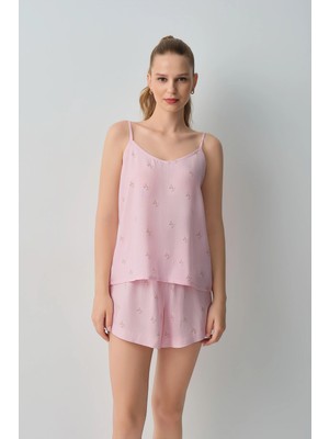 Suwen Pink Striped Jade Tank Top And Shorts Pajama Set