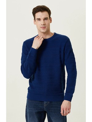 Network Saxe Blue Patterned Knit Sweater