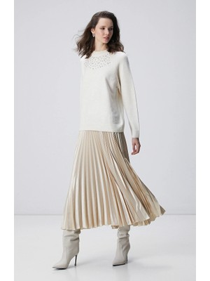 Network Off-White Pleated Maxi Skirt