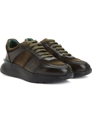 George Hogg Khaki Women's Leather Sneakers
