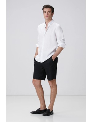Network Black Linen Shorts
