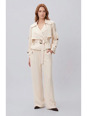 Network Champagne Cargo Pocket Wide-Leg Trousers