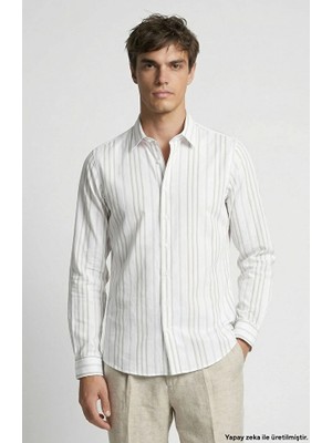 Network Khaki Jacquard Striped Shirt