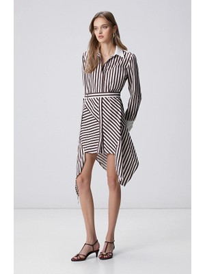 Network Brown Asymmetric Shirt Dress