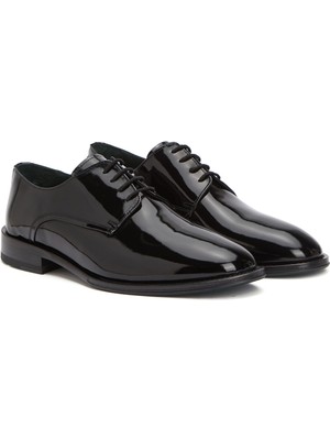 George Hogg Black Men's Leather Classic Patent Shoes