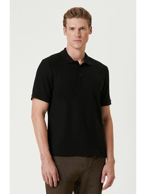 Network Black Polo Collar Jacquard T-Shirt
