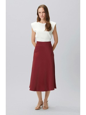 Network Cherry Below-Knee Length Shiny Fabric Skirt
