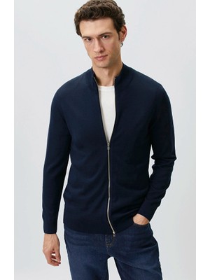 Network Navy Wool Blend Knit Cardigan