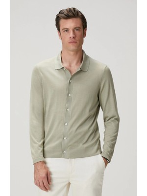 Network Limited Khaki Silk Blend Knit Shirt