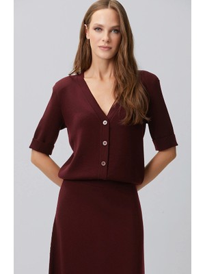 Network Burgundy Wool Cardigan