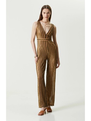 Network Camel Sequined Evening Jumpsuit