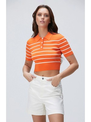 Network Orange Striped Sweater