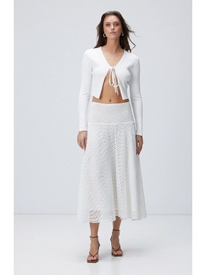 Network White Guipure Lace Midi Skirt