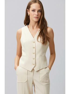Network Limited Vanilla V-Neck Wool Blend Vest