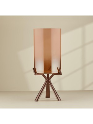 Cornella Ginger Satin Bronze Footed Glass Candlestick Large Opening: 15CM x Height: 40 cm