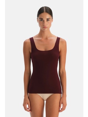 Dagi Burgundy Modal Cashmere Wide-Strap Tank Top