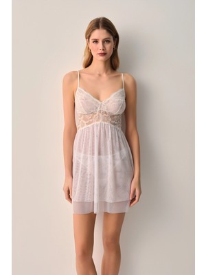 Suwen Ecru Vivienne Lace Short Nightgown