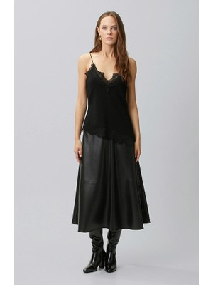 Network Black Midi Skirt