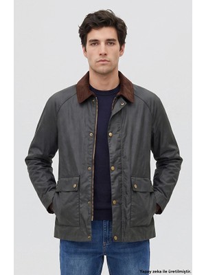 Network Dark Khaki Velvet Collar Jacket