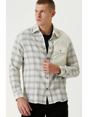 Network Grey Pocketed Waffle Texture Comfort Shirt