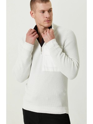 Network Ecru Zippered Knit Sweater