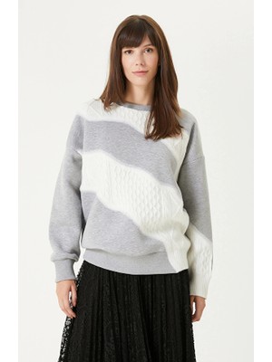 Network Grey Melange Felt Detail Sweatshirt