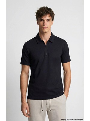 Network Navy Polo Collar Zip Sweatshirt