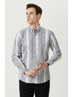 Network Navy White Striped Shirt