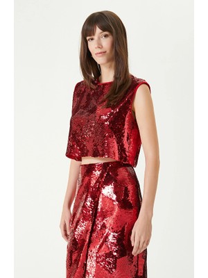 Network Red Sequined Blouse